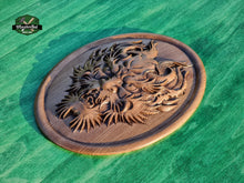 Load image into Gallery viewer, Daemon Face Carved o Wood, Demon mask for decoration, Devil Decor, Wooden Wall art
