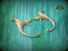 Load image into Gallery viewer, Acanthus Decorative Corner Onlays With Scrolls from wood, Set of 2pc, decorative wood trim