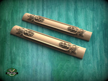 Load image into Gallery viewer, Handcrafted Carved floral style pilasters , Set 2pc, Pair of Carved Wood Trim Post Pillars