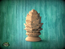 Load image into Gallery viewer, Ornate Wooden Cedar Cone finial for balustrade post, Pinecone finial, Staircase Newel Post Cap, Bed finials