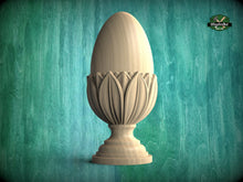 Load image into Gallery viewer, Egg Shaped Finial For Staircases, Carved Post Finials with round base, Staircase Newel Post Cap, Bed finials