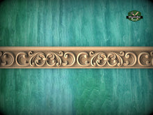 Load image into Gallery viewer, Hand-carved classical molding 40" from wood, Wooden floral moulding trim, Ornate molding panel from wood, Carved wooden Baguette