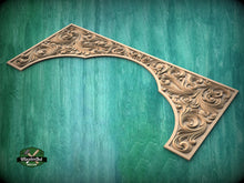 Load image into Gallery viewer, Antique style arched hardwood onlay, 1pc, Home Wall Embellishments, Furniture Carving, Wood Onlay
