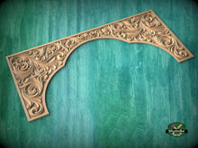 Load image into Gallery viewer, Antique style arched hardwood onlay, 1pc, Home Wall Embellishments, Furniture Carving, Wood Onlay