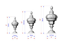 Load image into Gallery viewer, Victory Finial made of Wood, Carved Post Finials with square base, Staircase Newel Post Cap, Bed finials