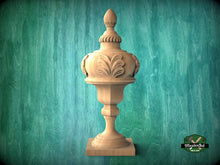 Load image into Gallery viewer, Victory Finial made of Wood, Carved Post Finials with square base, Staircase Newel Post Cap, Bed finials