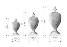 Load image into Gallery viewer, Large Decorative Architectural Hardwood Finial, Carved Post Finials with square base, Staircase Newel Post Cap, Bed finials