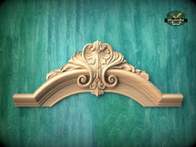 Load image into Gallery viewer, Carved Arched element of wood, 1pc, Home Wall Embellishments, Furniture Carving, Wood Onlay