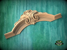 Load image into Gallery viewer, Carved Arched element of wood, 1pc, Home Wall Embellishments, Furniture Carving, Wood Onlay