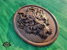 Load image into Gallery viewer, Daemon Face Carved o Wood, Demon mask for decoration, Devil Decor, Wooden Wall art