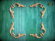 Load image into Gallery viewer, Classical-style hardwood acanthus cabinet onlays, Set of 4pc, decorative wood trim
