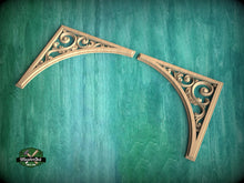 Load image into Gallery viewer, Arched Wood Carving (pair) made of wood, Set of 2pc, decorative wood, Classical-style hardwood acanthus cabinet onlays