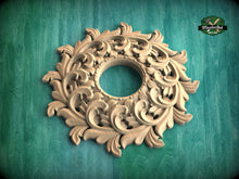 Load image into Gallery viewer, Round Chandelier Applique Rosette Onlay Detailed Acanthus Ornamentation