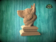 Load image into Gallery viewer, German Shepherd wooden statue, German Shepherd finial bed post, German Shepherd statue of wood, Wooden dog statue cap