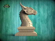 Load image into Gallery viewer, Dragon wooden statue, Dragon finial bed post, Wood dragon figurine, Wooden dragon sculpture