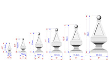 Load image into Gallery viewer, Triangular Ball Top Finial, Simple Square Top Finial, Staircase Newel Post Cap, Bed finials square