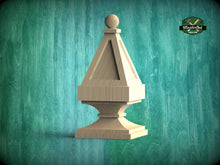 Load image into Gallery viewer, Triangular Ball Top Finial, Simple Square Top Finial, Staircase Newel Post Cap, Bed finials square