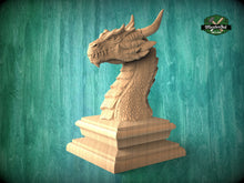 Load image into Gallery viewer, Dragon wooden statue, Dragon finial bed post, Wood dragon figurine, Wooden dragon sculpture