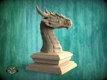 Load image into Gallery viewer, Dragon wooden statue, Dragon finial bed post, Wood dragon figurine, Wooden dragon sculpture