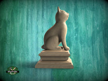 Load image into Gallery viewer, Cat Statue #2 made of wood, Cat Wooden Finial for Staircase Newel Post, Cat finial bed post, Cat statue of wood