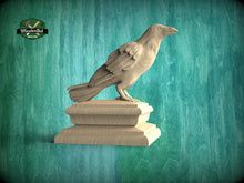 Load image into Gallery viewer, Raven Wooden Finial for Staircase Newel Post #2, Crow finial bed post, Corbie statue of wood, Decorative Newel Post Cap Bird Face