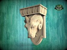 Load image into Gallery viewer, Ram Corbel made of wood, Unpainted, Ram bust Decorative Carved Wooden Corbel, Home Wall Embellishments