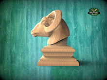 Load image into Gallery viewer, Ram Statue made of wood, Ram Wooden Finial for Staircase Newel Post, Ram finial bed post, Ram statue of wood