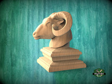 Load image into Gallery viewer, Ram Statue made of wood, Ram Wooden Finial for Staircase Newel Post, Ram finial bed post, Ram statue of wood