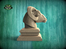 Load image into Gallery viewer, Ram Statue made of wood, Ram Wooden Finial for Staircase Newel Post, Ram finial bed post, Ram statue of wood