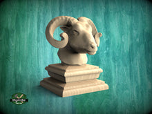 Load image into Gallery viewer, Ram Statue made of wood, Ram Wooden Finial for Staircase Newel Post, Ram finial bed post, Ram statue of wood