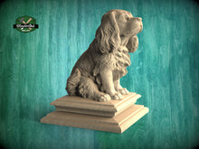 Load image into Gallery viewer, Cavalier King Charles Spaniel Wooden Finial for Staircase Newel Post, Spaniel finial bed post, King Charles   statue of wood