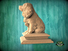 Load image into Gallery viewer, Cavalier King Charles Spaniel Wooden Finial for Staircase Newel Post, Spaniel finial bed post, King Charles   statue of wood