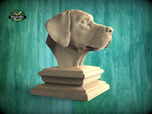 Load image into Gallery viewer, Labrador Statue #2 made of wood, Labrador Wooden Finial for Staircase Newel Post, Labrador finial bed post, Labrador statue of wood