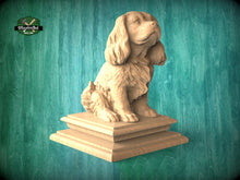 Load image into Gallery viewer, Cavalier King Charles Spaniel Wooden Finial for Staircase Newel Post, Spaniel finial bed post, King Charles   statue of wood