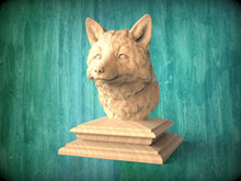 Load image into Gallery viewer, Fox Bust made of wood, Fox Wooden Finial for Staircase Newel Post, Fox finial bed post, Fox statue of wood