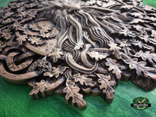 Load image into Gallery viewer, Face of Nature Wooden Carving of an Oak Tree, Tree of Wisdom, Handcrafted Wooden Carving