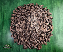 Load image into Gallery viewer, Face of Nature Wooden Carving of an Oak Tree, Tree of Wisdom, Handcrafted Wooden Carving