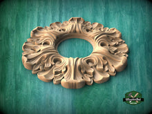 Load image into Gallery viewer, Wooden Сarved Frame with a hole for ceiling chandeliers, Detailed Acanthus Ornamentation
