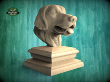 Load image into Gallery viewer, Golden Retriever Statue made of wood, Golden Retriever Wooden Finial for Staircase Newel Post, Labrador finial bed post