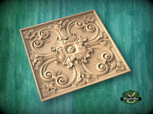 Load image into Gallery viewer, Square Carved Decor for the Coffered Ceiling, Detailed Acanthus Ornamentation, Ceiling decor