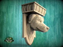 Load image into Gallery viewer, Irish Wolfhound Corbel made of wood, Unpainted, Irish Wolfhound bust Decorative Carved Wooden Corbel, Home Wall Embellishments