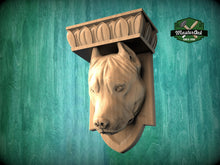 Load image into Gallery viewer, Pitbull Corbel made of wood, Unpainted, Pitbull bust Decorative Carved Wooden Corbel, Home Wall Embellishments