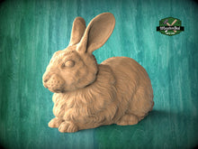 Load image into Gallery viewer, Lying Rabbit Wooden Finial for Staircase Newel Post, Rabbit finial bed post, Rabbit statue of wood, Wooden Rabbit statue cap