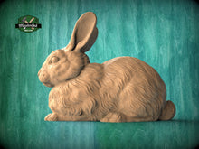 Load image into Gallery viewer, Lying Rabbit Wooden Finial for Staircase Newel Post, Rabbit finial bed post, Rabbit statue of wood, Wooden Rabbit statue cap