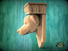 Load image into Gallery viewer, Irish Wolfhound Corbel made of wood, Unpainted, Irish Wolfhound bust Decorative Carved Wooden Corbel, Home Wall Embellishments