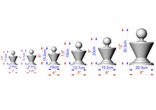 Load image into Gallery viewer, Conical Wooden Carved Post Finials with round base, Staircase Newel Post Cap, Bed finials