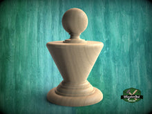 Load image into Gallery viewer, Conical Wooden Carved Post Finials with round base, Staircase Newel Post Cap, Bed finials