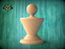 Load image into Gallery viewer, Conical Wooden Carved Post Finials with round base, Staircase Newel Post Cap, Bed finials