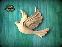 Load image into Gallery viewer, Left Facing Dove Wooden Wall Decor, Unfinished Carved Bird, Wedding Dove, Symbol of Peace and Innocence,Pigeon,Holy Spirit Dove Church
