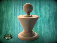 Load image into Gallery viewer, Conical Wooden Carved Post Finials with round base, Staircase Newel Post Cap, Bed finials